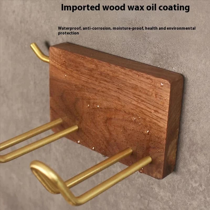 B97A-Mensole for hair dryer without punching Solid wood bathroom Hair dryer hook for wall-mounted bathroom