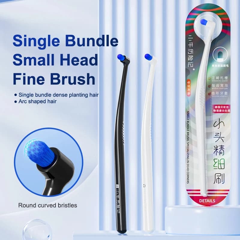 1 Spazzolino Interdentale in Nylon Ultra-Fine con Setole Morbide, Design Inclinato per Protesi, Impianti e Apparecchi Ortodontici, per la Pulizia degli Spazi tra i Denti