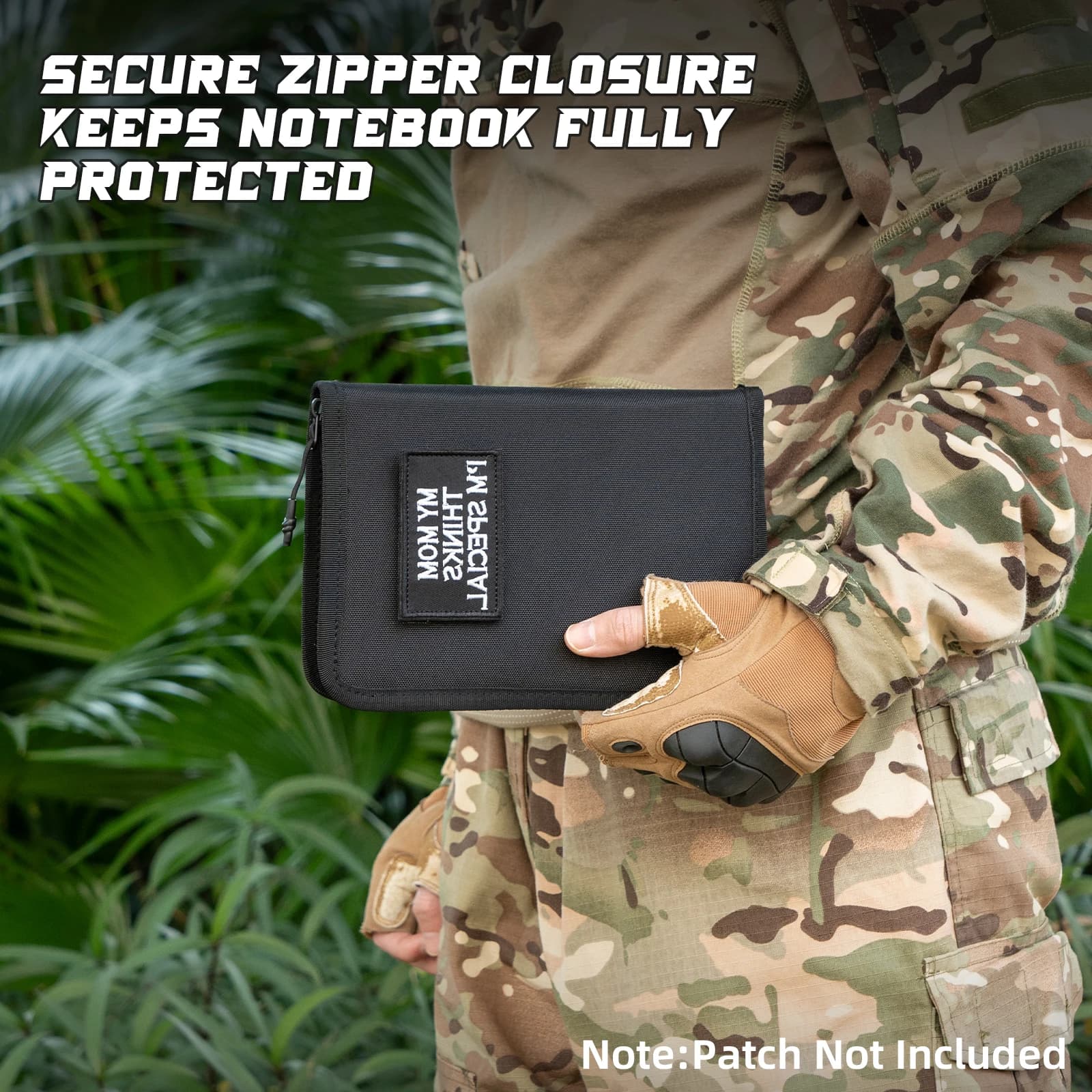 Kosibate Tactical Notebook Cover with Zipper 7.5" x 5" Notebook Cover Log Book Cover for Protecting Notes, Book (Cover Only)