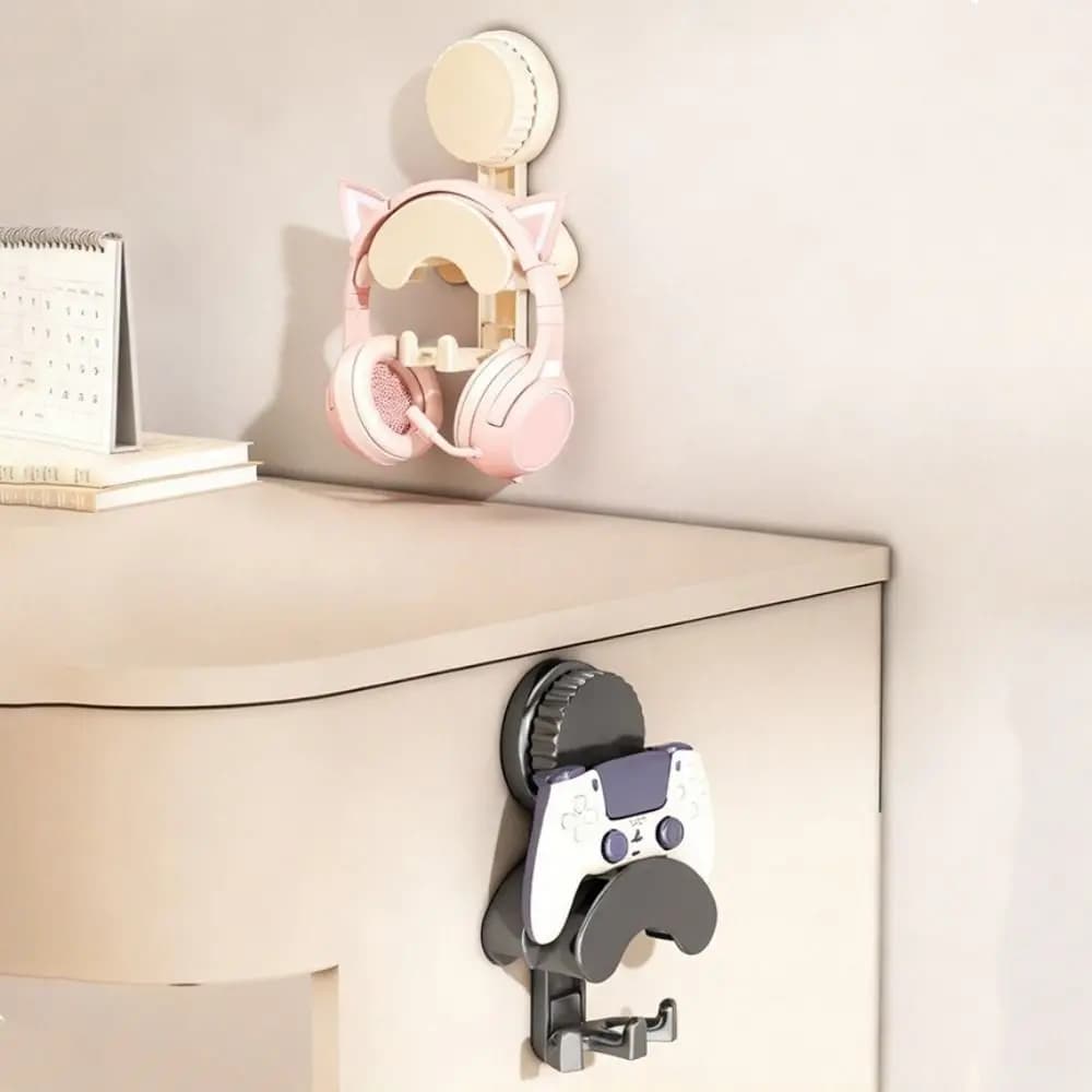 Headphone Hook with 4 pcs plastic suction cup, anti-slip, waterproof, for headphones, space saving display, without drilling