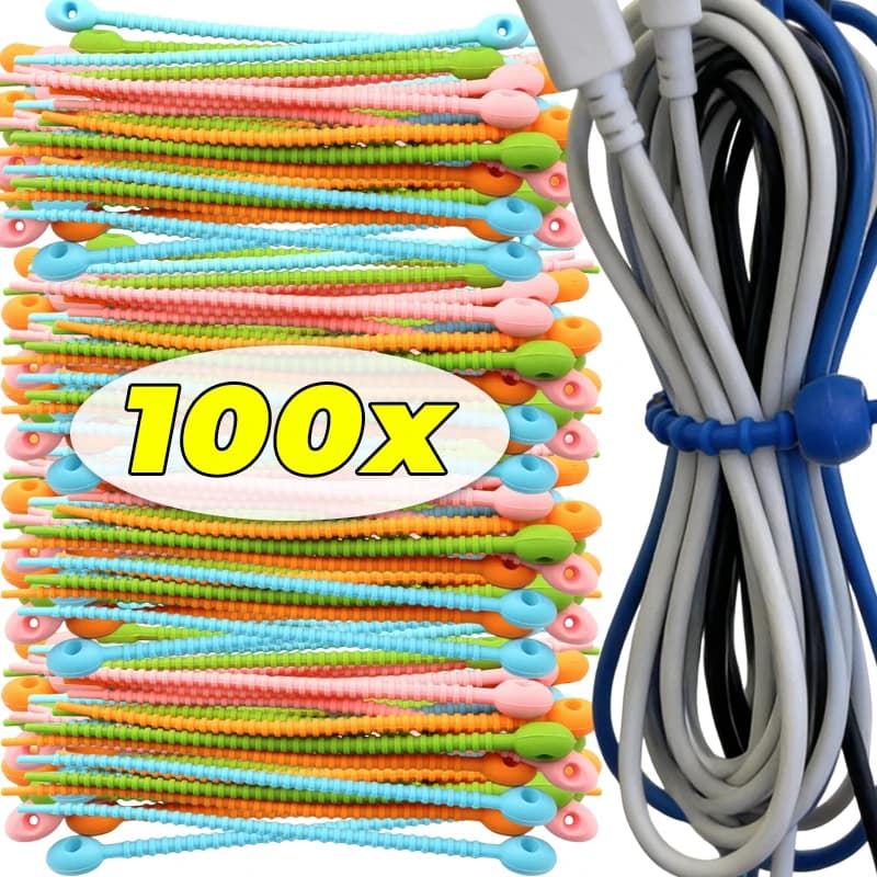 Fascette in Silicone Colorate Regolabili per Cavi, Supporti per Cavi di Alimentazione, Fibbie di Fissaggio, Organizzatore da Scrivania per Casa e Ufficio