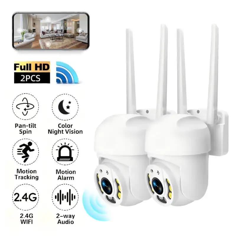 Telecamera di Sorveglianza Wireless HD per Interni ed Esterni con Visione Notturna, Telecamera WiFi per Sicurezza Domestica, Baby Monitor