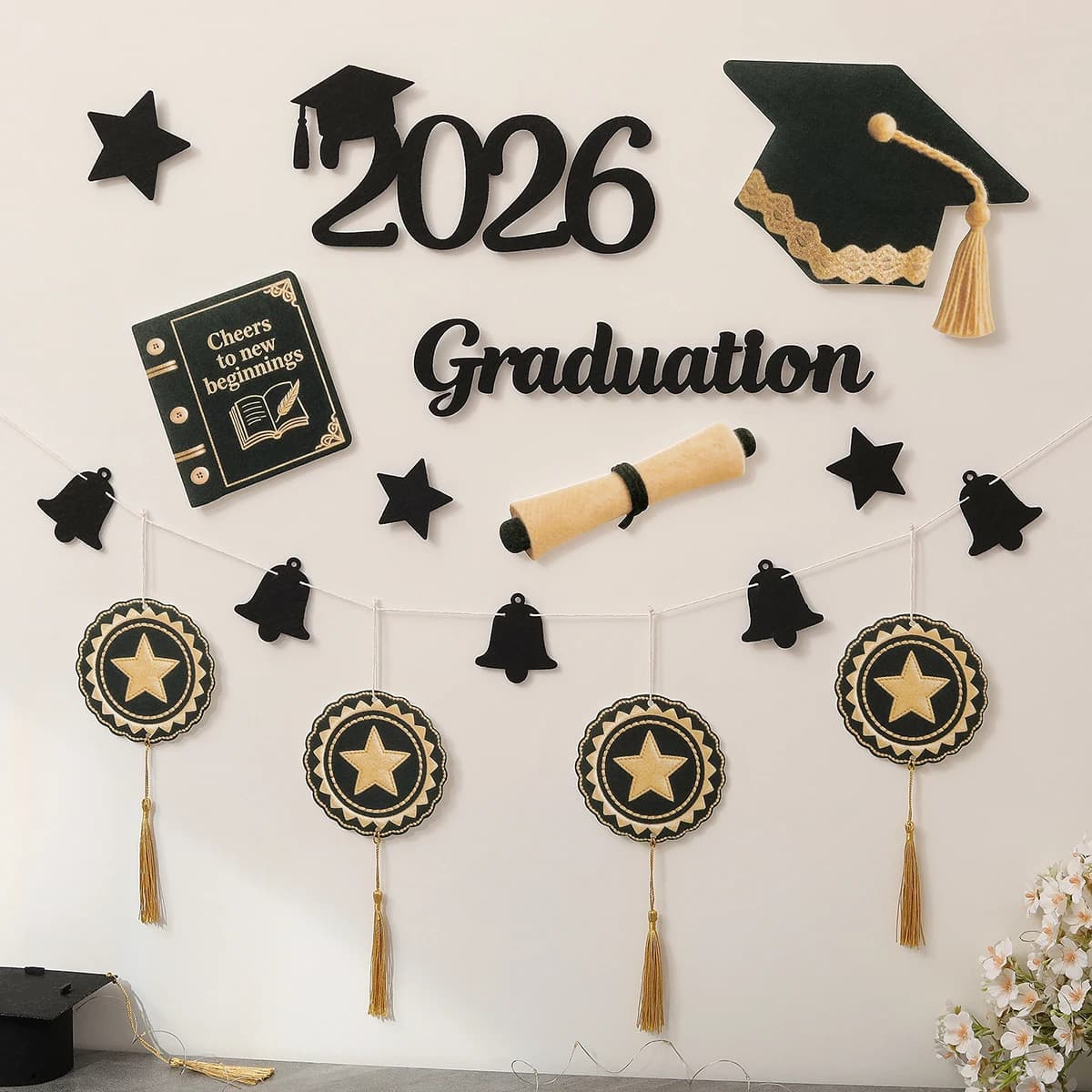 2026 Graduation Decorations, Celebration Graduation Party Decorations, Wall Stickers, Backdrop Wall Hanging Banner Set