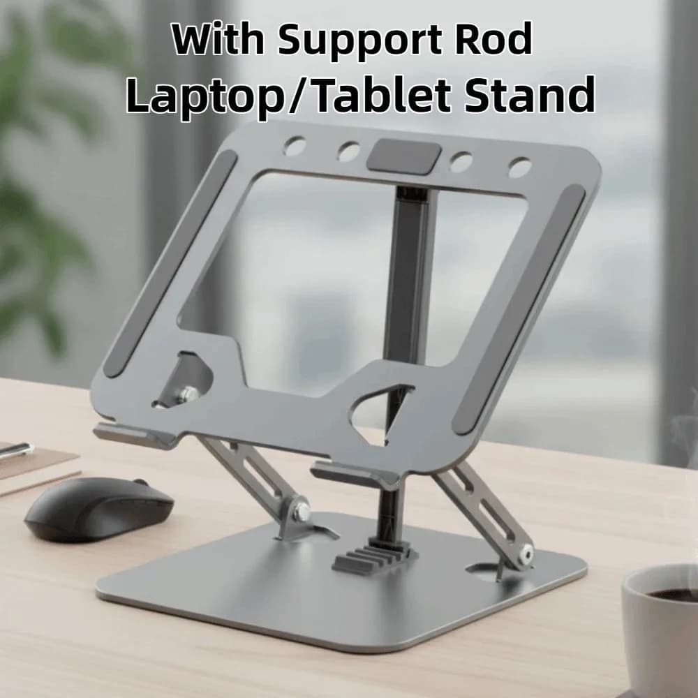 Supporto per Laptop Grigio Regolabile e Pieghevole, Stand per Notebook Super Stabile, Supporto Portatile per Tablet con Radiatore