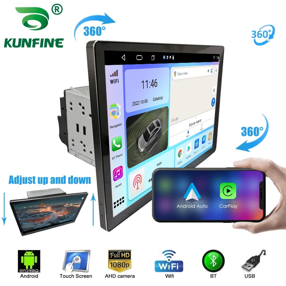 13.1 pollici Double Din Car Stereo 2 Din Android Car Radio Lettore MP5 Autoradio Audio Lettore DVD per auto navigazione e gps Schermo girevole
