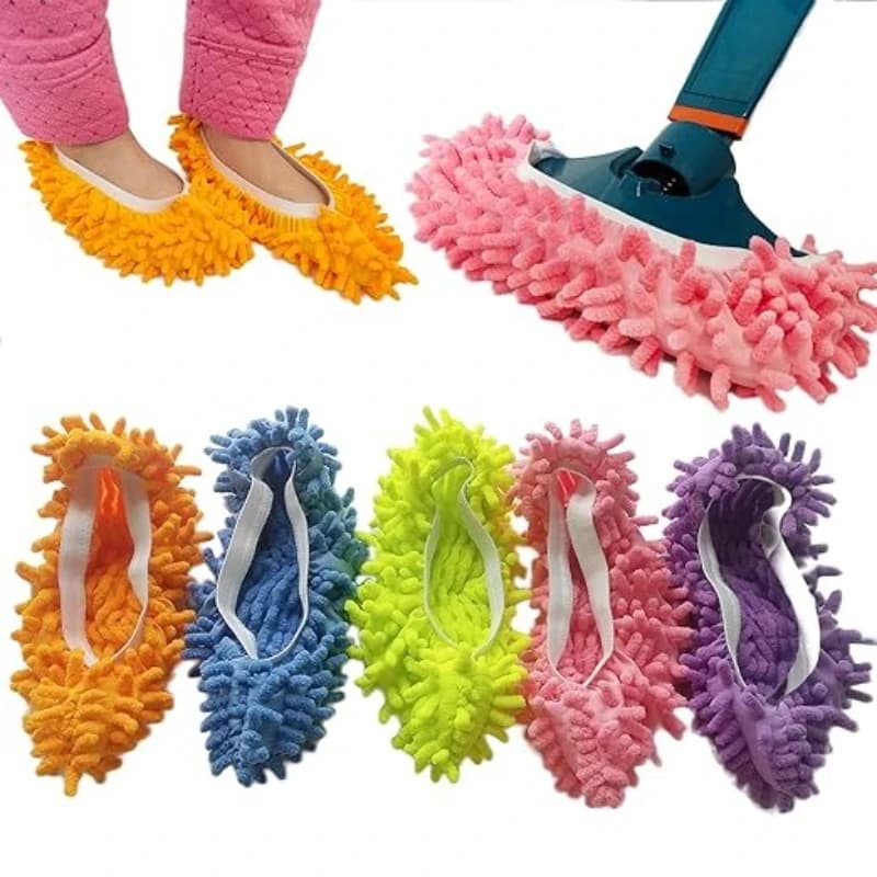 Pantofole per scopa pigra in ciniglia Copriscarpe lavabili Calzini per scopa in microfibra morbida Polvere per la pulizia dei capelli Copriscarpe per casa
