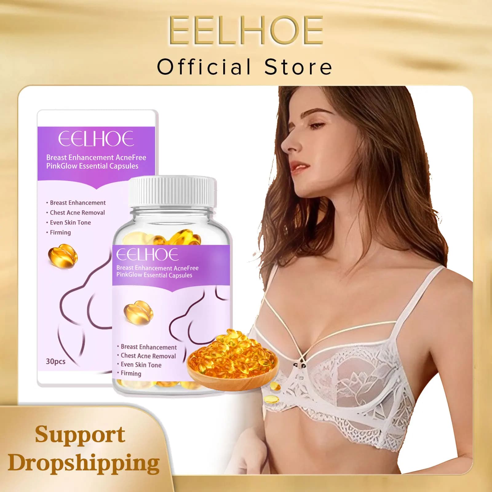 Oil capsules for breast enhancement to increase vitamins E of buttocks and breasts in oil Raising breast oil