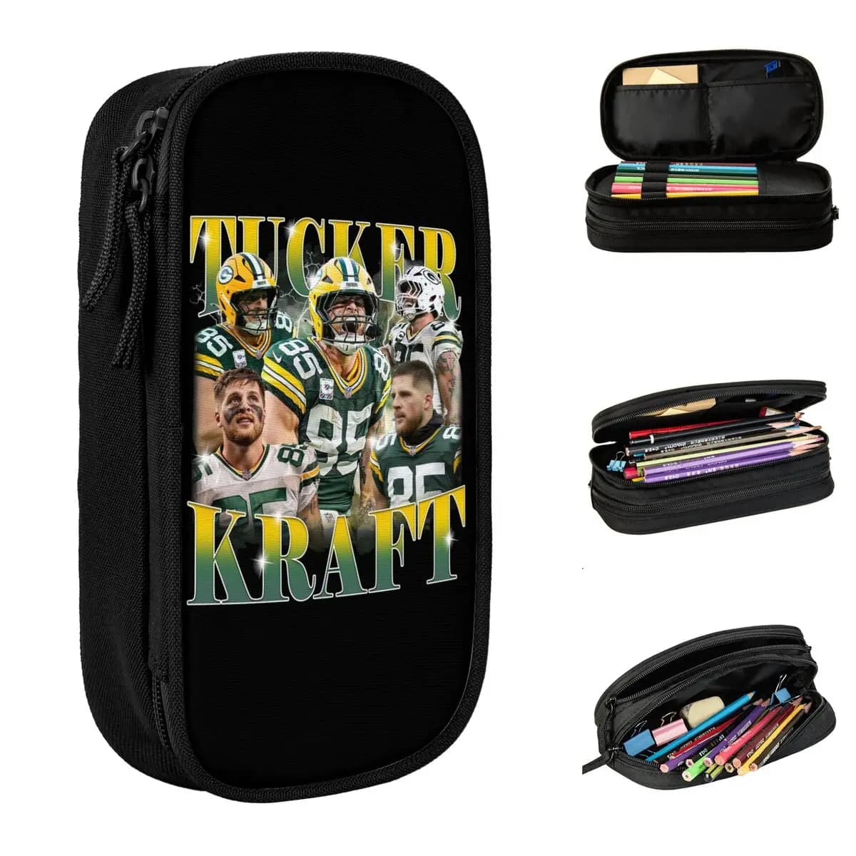 Nuovo Astuccio Termico per Matite Tucker Kraft Football, Portapenne Grande con Cerniera per Ragazze e Ragazzi, per Ufficio e Cancelleria