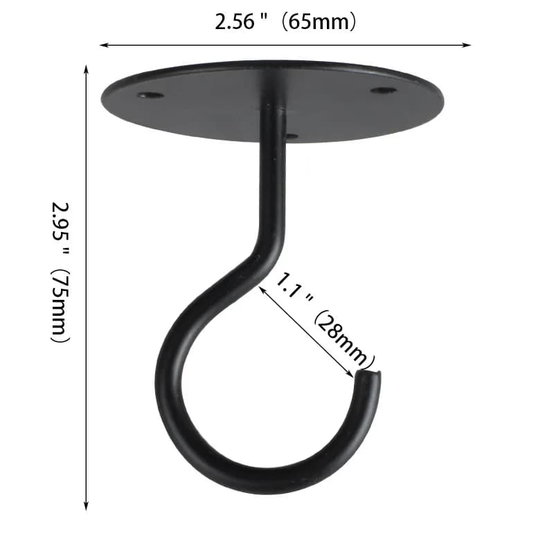 Iron ceiling balcony flower basket wall clothes hanging hook black and white