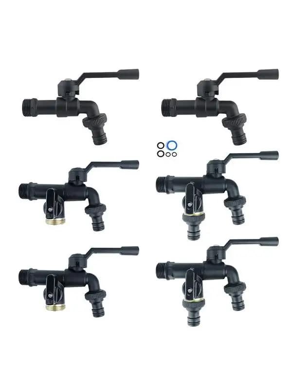 Black Brass Faucet Outdoor Garden Grid Faucets With Double Output For Washing Machine 1/2 Inch Outdoor Pipe Faucet