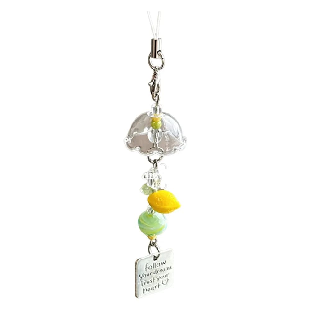 Handcrafted Beaded Wind Chime Keychain Unique Design Lightweight Resin Beaded Keyring Charm Pendant Charm Phone Lanyard