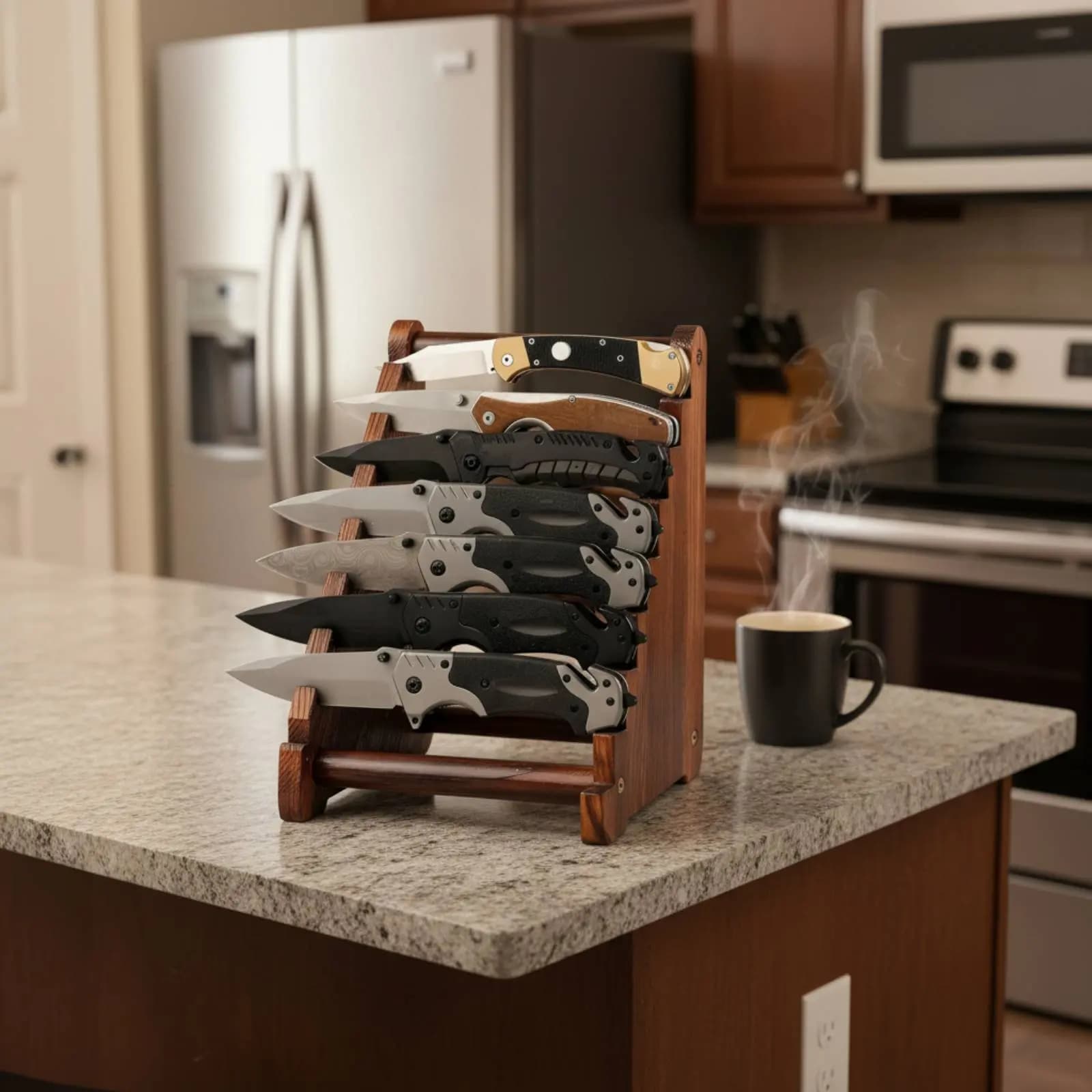 Espositore da Tavolo per Lame, Supporto Organizzato per Lame, Porta Lame Fisse Salvaspazio per Piano di Lavoro della Cucina, Bancone