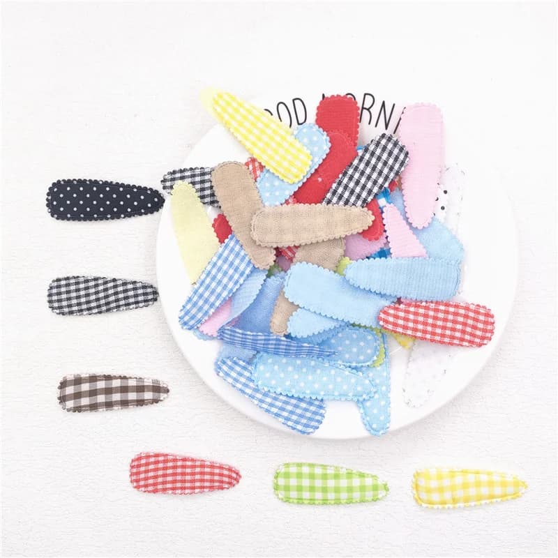 50Pcs/Lot Mix Hair Clip Cover Padded Appliques For Headwear Decoration Handmade Hair Clip Accessories Patches