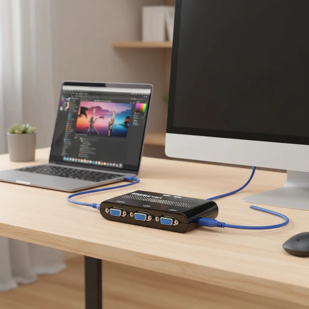 Accessori per Monitor Neri, Splitter VGA a 2 Vie 1920x1440, Convertitore Video, Adattatore Switch VGA