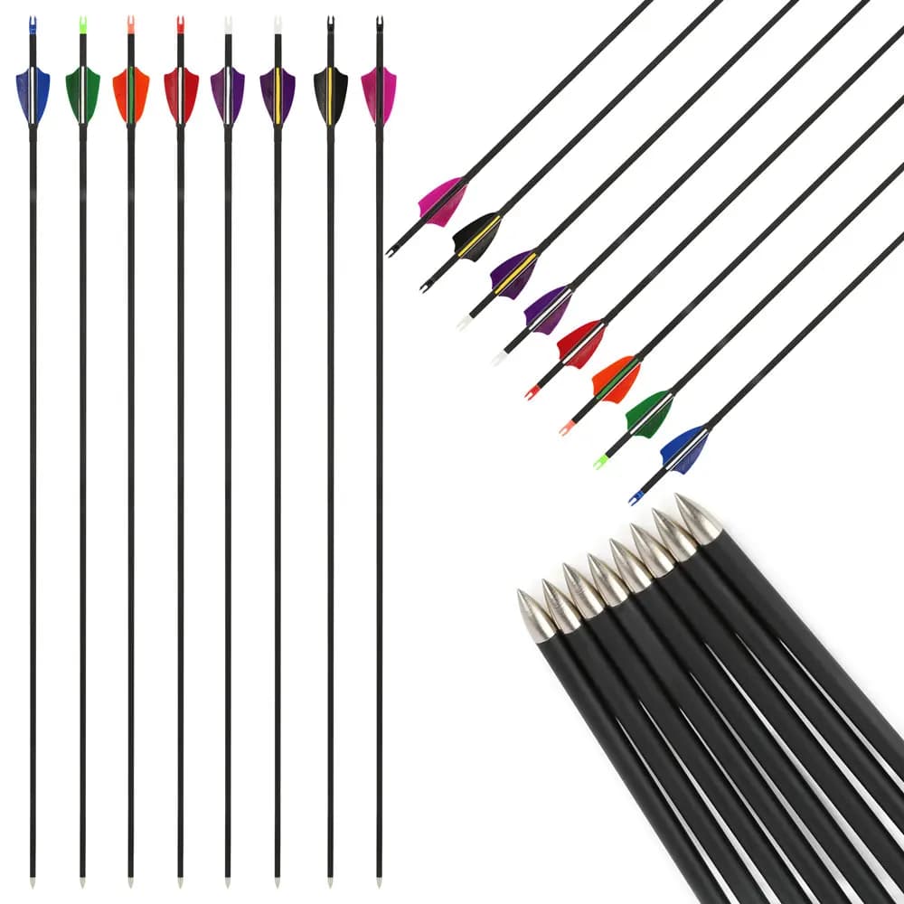 6/12 pz 32 pollici Freccia In Carbonio SP 1000 Tiro Con Arco Freccia ID4mm OD6mm Albero 60 grani Punte di Freccia per Arco di Caccia Tiro Al Bersaglio pratica