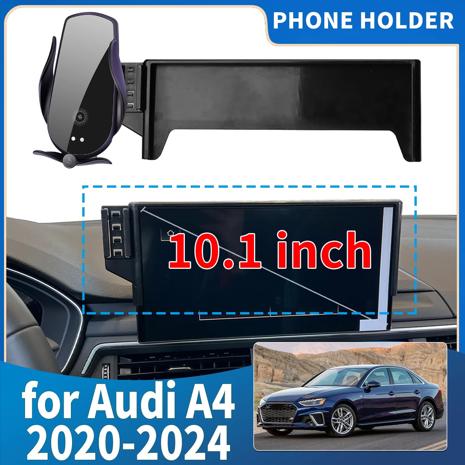 Supporto per telefono integrato da 10,1 pollici per Audi A4 2020 2021 2022 2023 2024, accessori auto