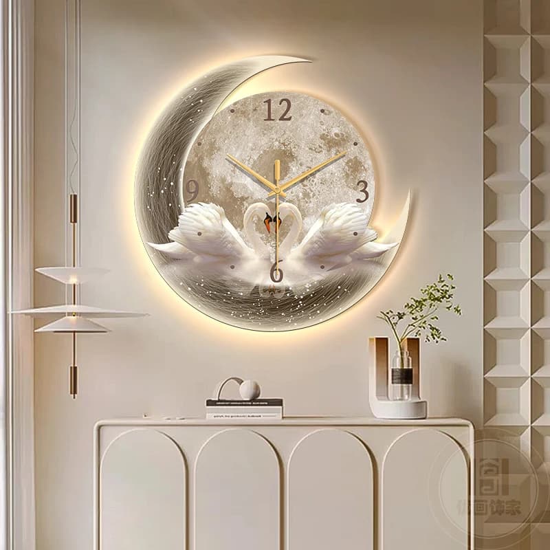 Wall clock for luxury restaurant, hallway, digital silent wall clock, high-end LED dining table, large wall clock