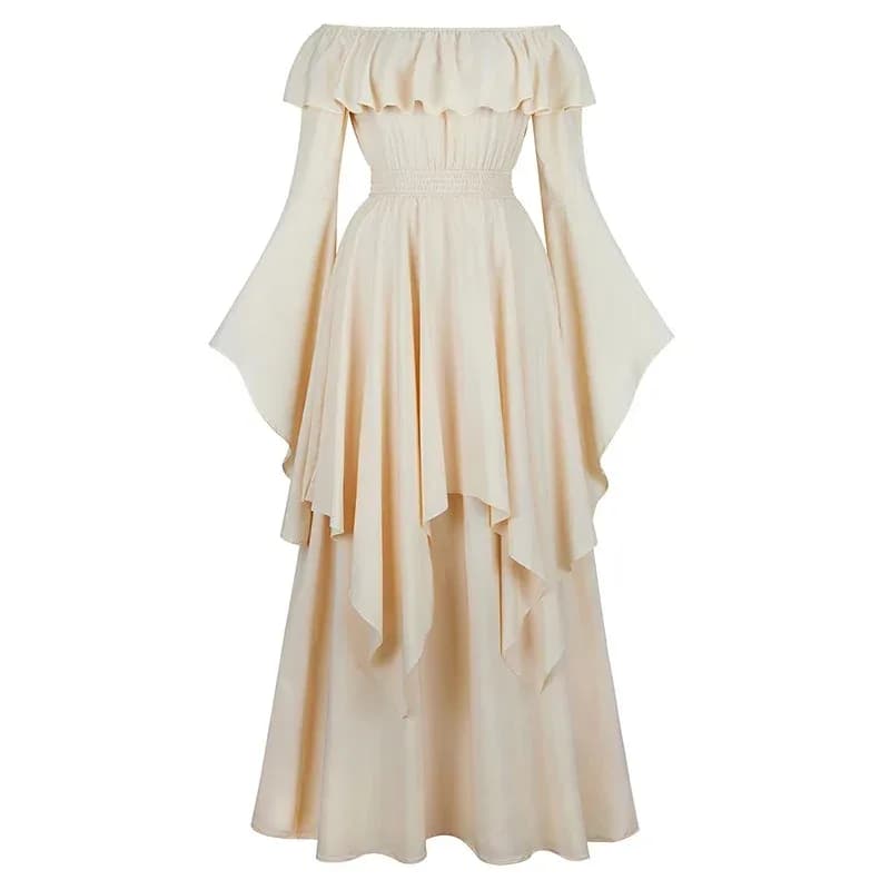 Abiti medievali da donna rinascimentali con spalle scoperte Abiti taglie forti Costume da pirata Abito lungo maxi con vita smock