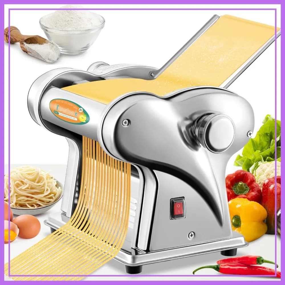 Macchina Elettrica per Fare la Pasta, Macchina per Noodle in Acciaio Inox con 2 Stampi, 135W per Uso Domestico