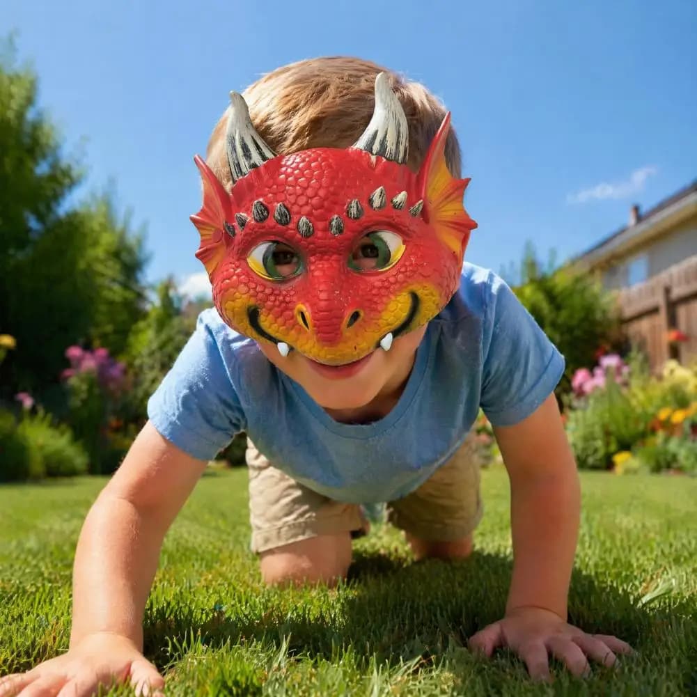 Colorful Halloween Party Mask 3d Cute Dragon Full Face Mask Lightweight Breathable Halloween Party Costume Realistic for Kids