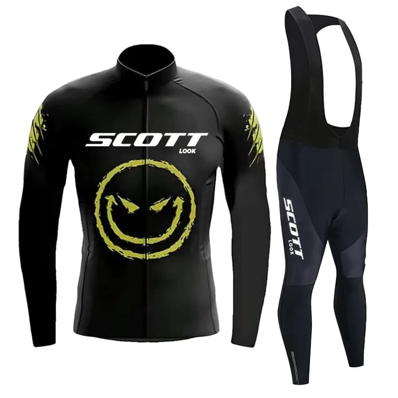 2025 Autunno Maglia da ciclismo Pantaloni con bretelle Set Ropa Ciclismo Bicicletta MTB Abbigliamento Bici da strada Tuta da uomo Manica lunga Bicicleta Set