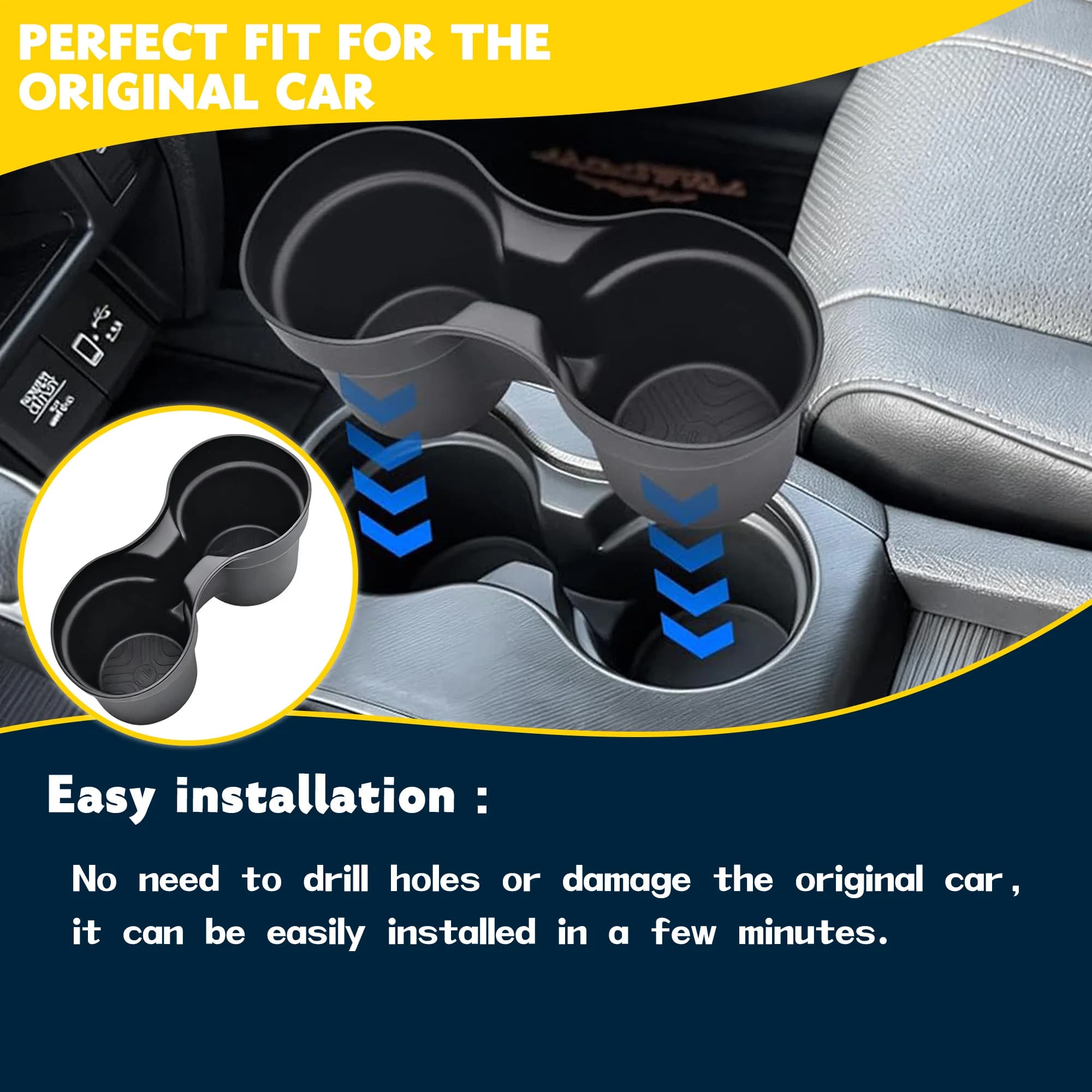 Console Cup Holder Insert for Honda Pilot 2016-2022 Ridgeline 2017-2023 Passport 2019-2023, Anti-Slip Silicone Center Console