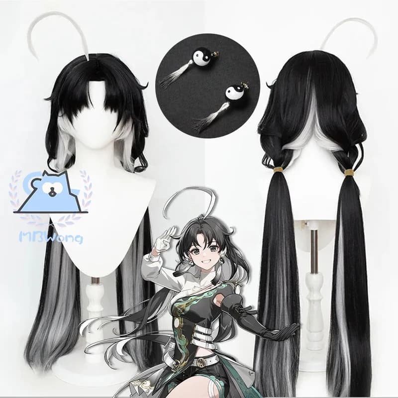 Gioco Wuthering Waves Jianxin Parrucca Cosplay Orecchini Festa di Halloween Carnevale Gioco di ruolo Accessori per costumi Capelli lunghi resistenti al calore