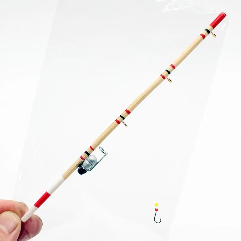 Canna da pesca per casa delle bambole, attrezzatura da pesca, mini modello da pesca, scena di vita, giocattoli, accessori decorativi