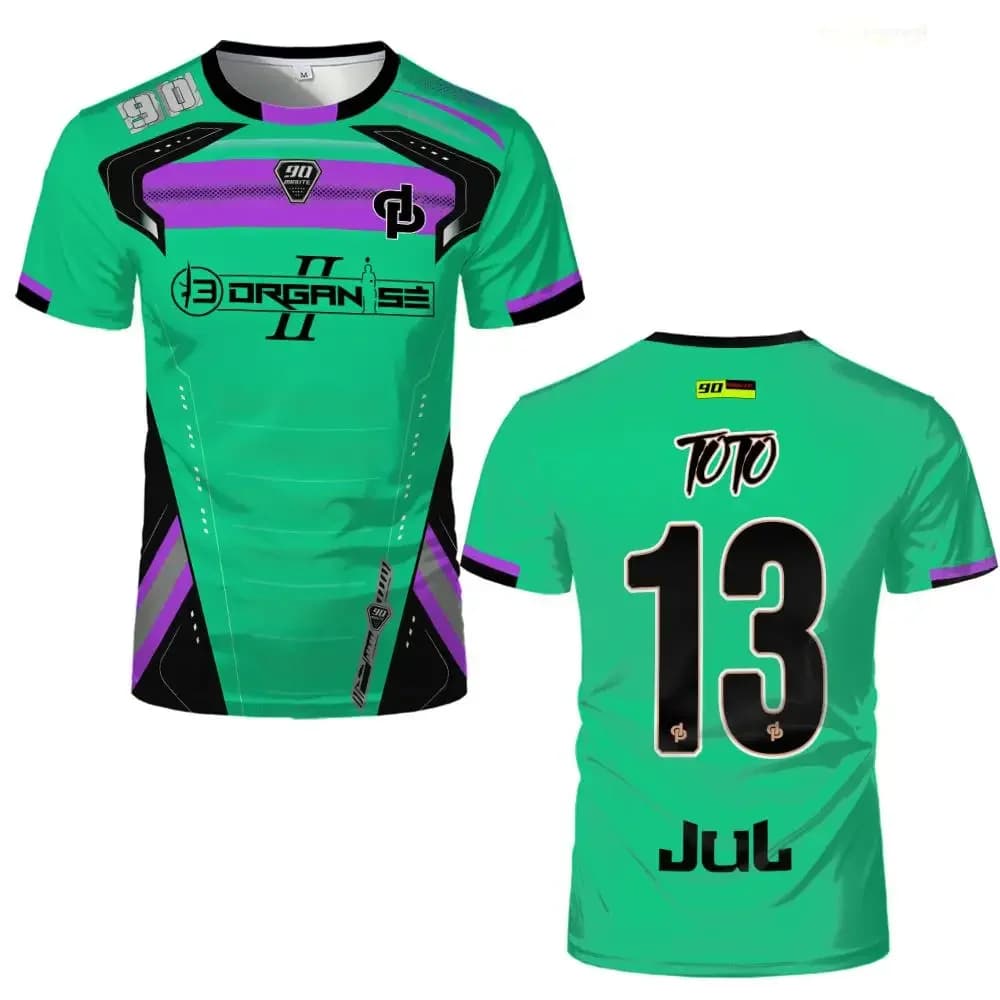 Nuova Maglia JUL Marseille con Stampa Integrale 13 Organize, T-Shirt Hip Hop da Calcio, Uniforme da Allenamento Unisex Rosa Streetwear