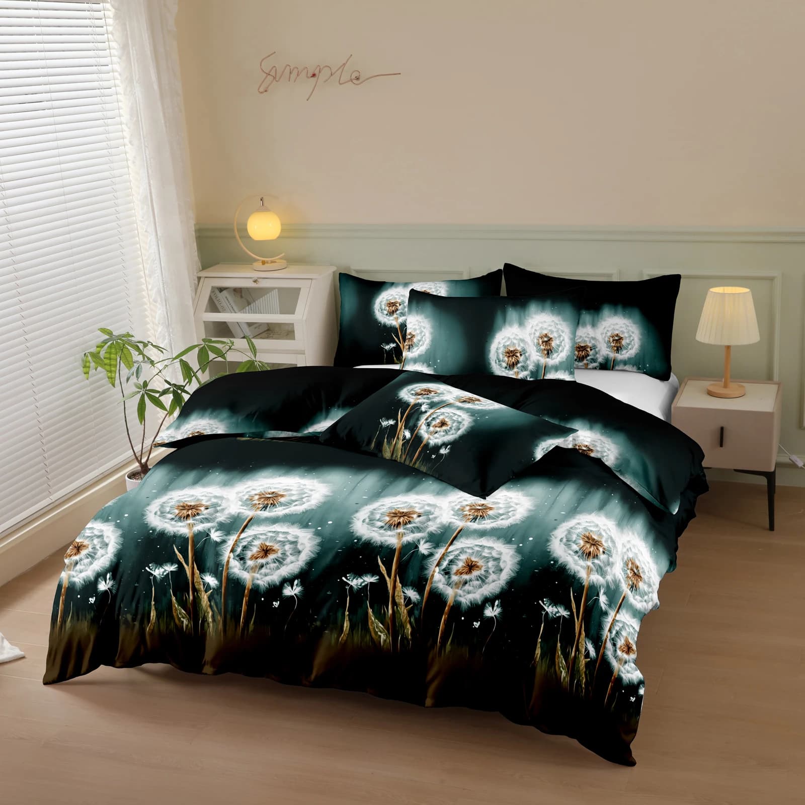 Set copripiumino in pile con stampa dente di lupo, tre pezzi (2 federe + 1 copripiumino), set copriletto con motivo dente di lupo, set biancheria da letto traspirante in poliestere ultra morbido e confortevole, adatto per camere da letto e camere degli ospiti (copriletto + federe, non include piumino e imbottiture per cuscini), copripiumino con cerniera + federa con tasca