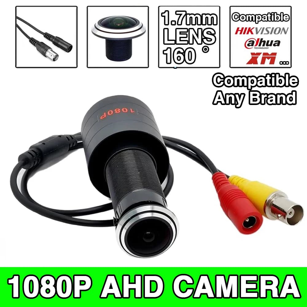 Telecamera CCTV CVI TVI 4in1 AHD 1920*1080P con Lente Fisheye 1.7mm, Spioncino Digitale HD Super Grandangolare per Porta