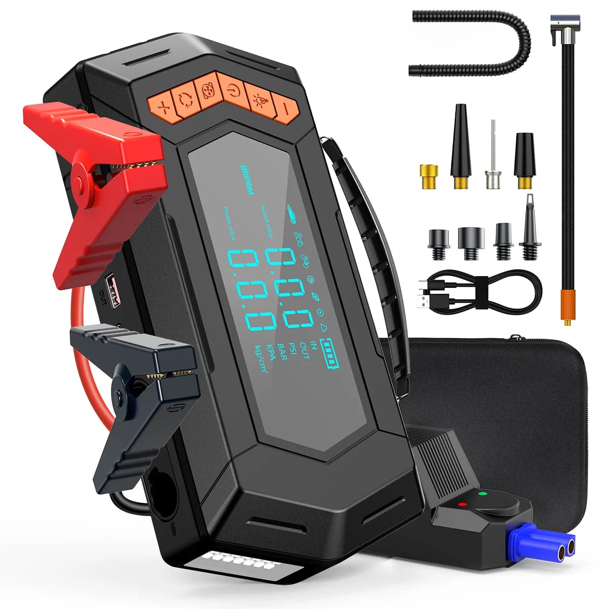 Air Compressor Jump Starter with Power Bank Portable Battery 9000A Booster 150PSI Tyre Inflator 12V Car Starter