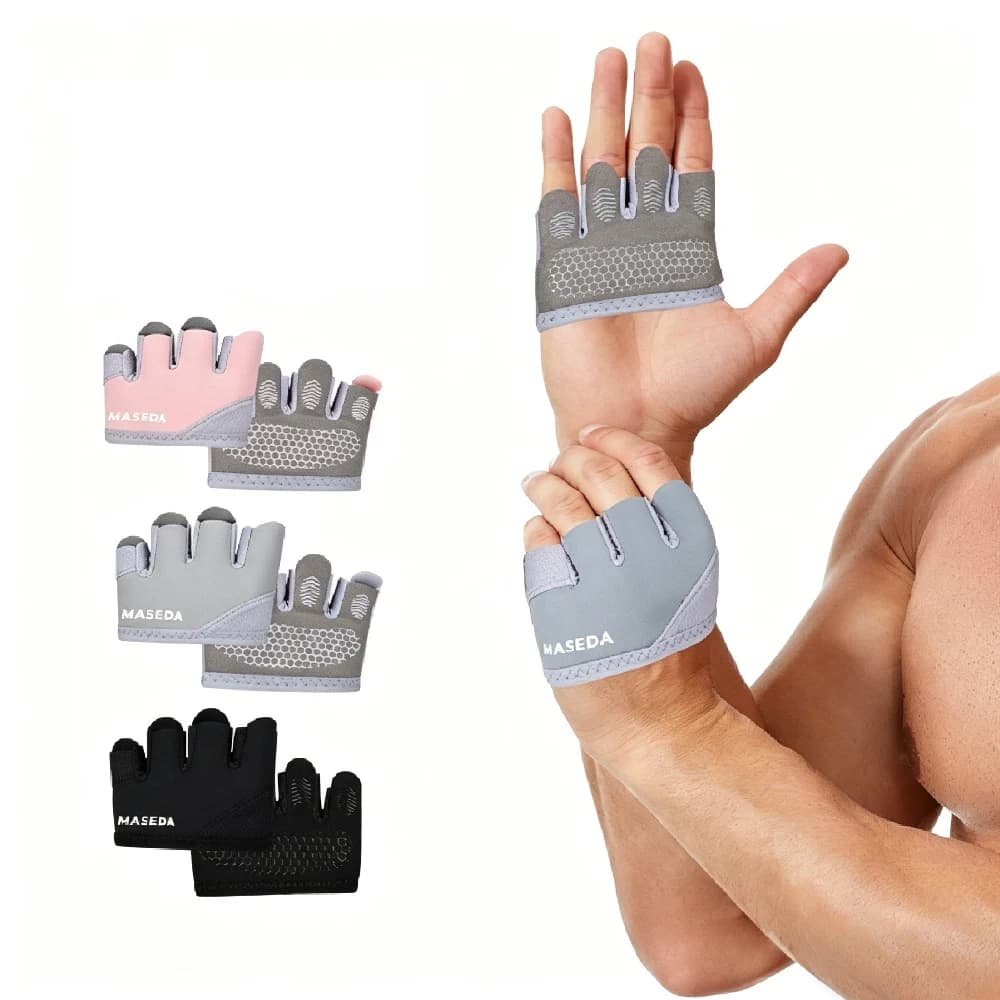 1Pair Breathable Short Micro Fingerless Fitness Gloves with Thick Palm Padding, Anti-Scratch Weight Lifting Hand Protector