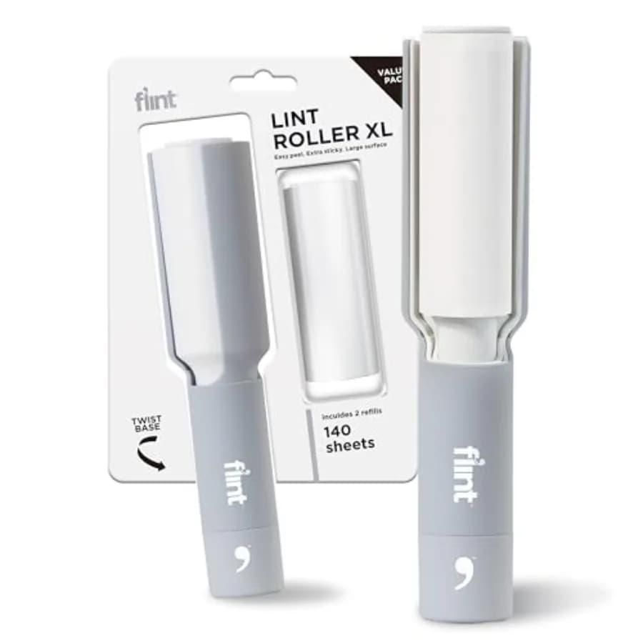 Plus XL Retractable Lint Remover Pet Hair Roller for Clothes Refillable Reusable Lint Roller with 140 Extra Sticky Tear-Off She