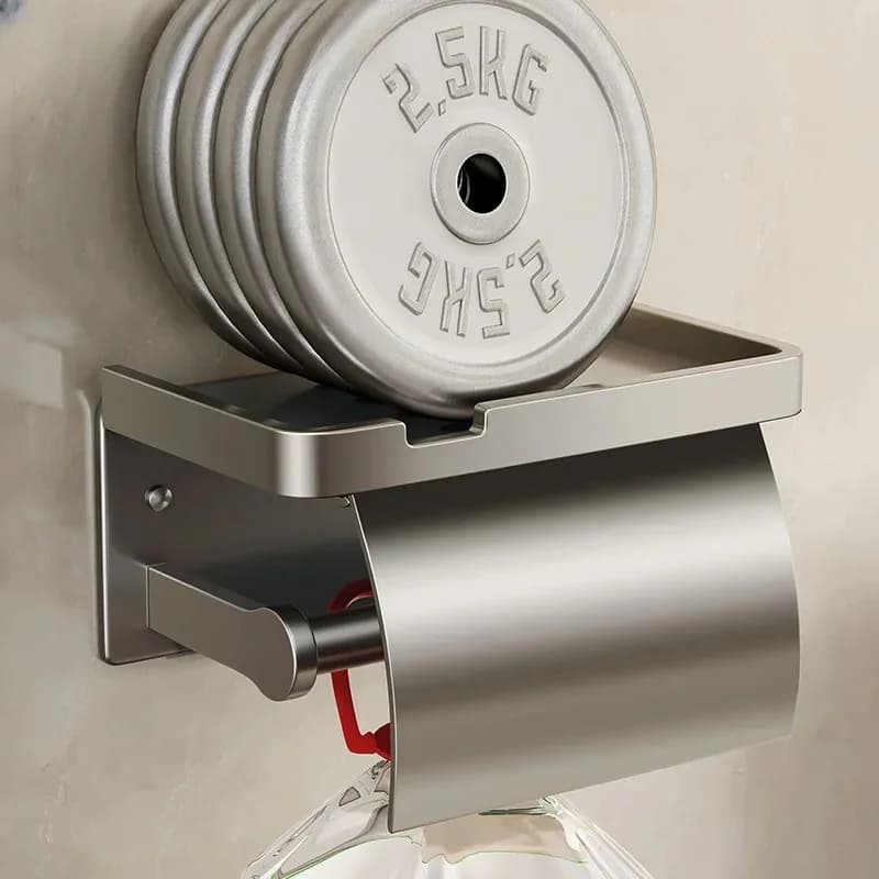 Toilet Tissue Box Bathroom Accessories New Aluminium Toilet Paper Holder Punch-free Wall-mounted Roll Paper Holder Rack Storage