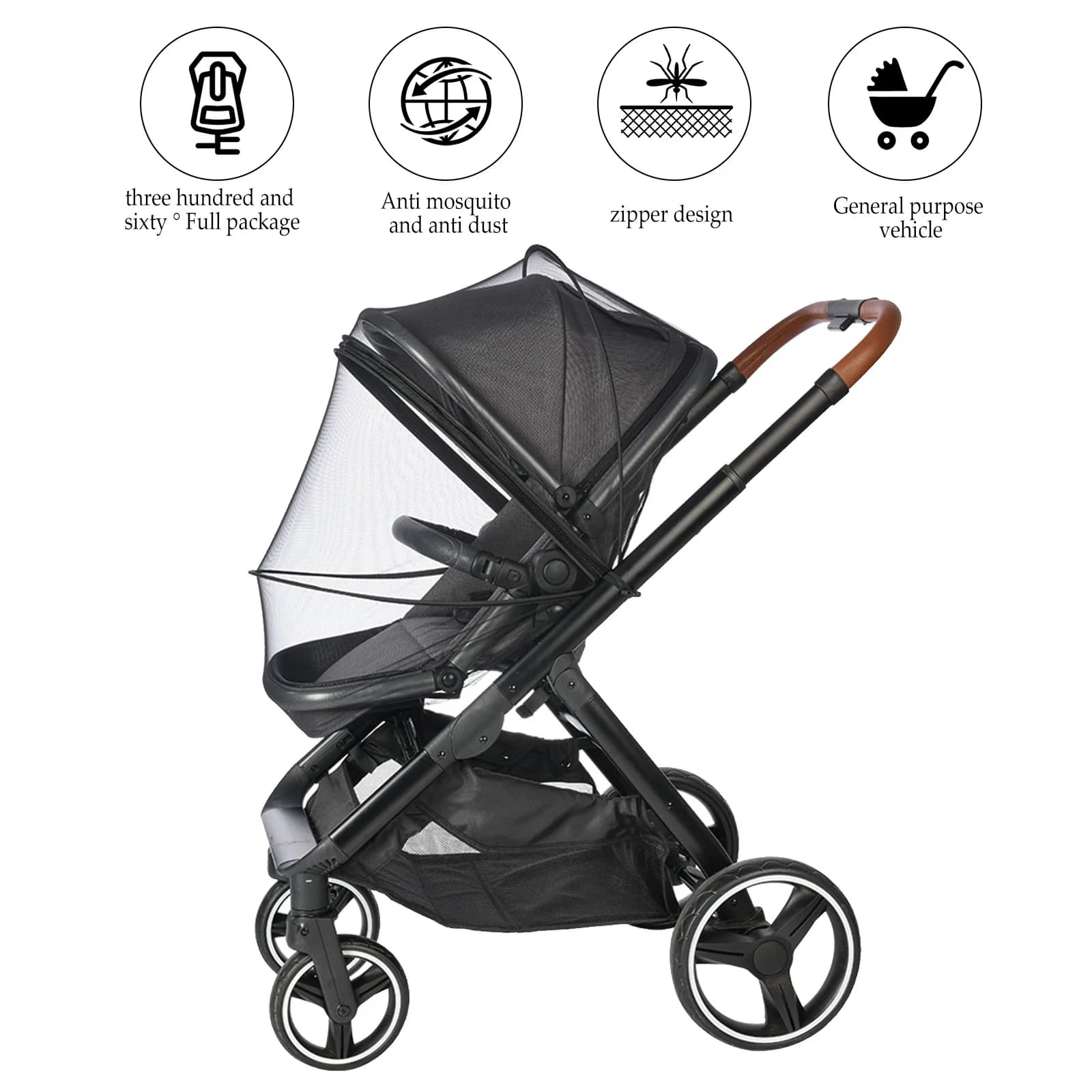 Rete in rete per passeggino, attrezzatura da viaggio per neonati, protezione completa, flessibile, alla moda, traspirante, design a nido d'ape, facile da usare