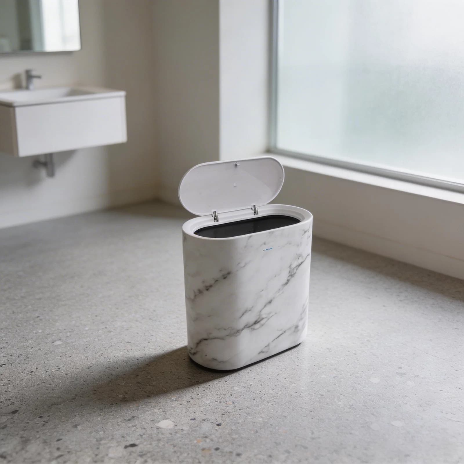 Narrow Trash Can With Lid Dual Tube Structure PP Waste Bin For Tight Spaces Bathroom Kitchen Office Home Rubbish Garbage Bin