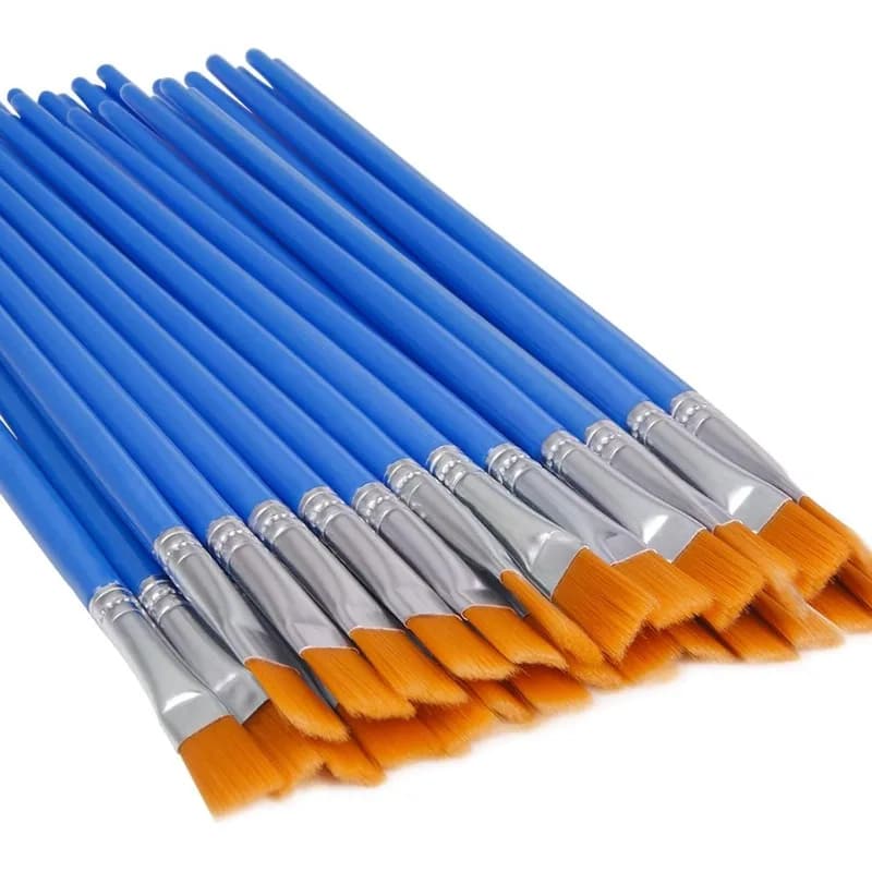 30Pcs Set Painting Brushes Art Round Flat Nylon Hair Paint Brush for Oil Acrylic Watercolor Kids/Artists/Beginners/Students