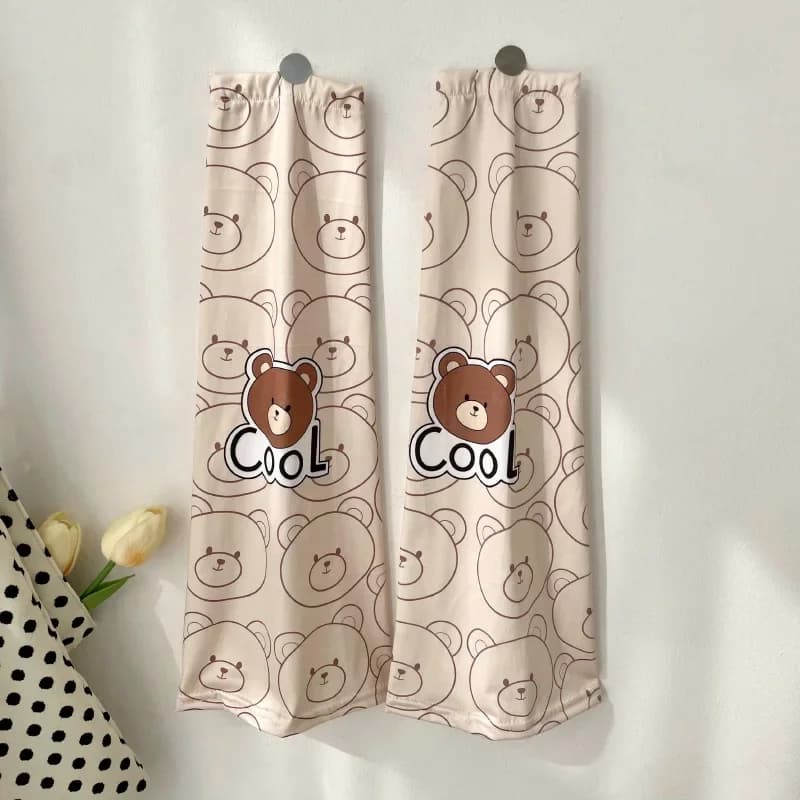 Manicotti rinfrescanti da donna per l'estate, protezione solare, sottili, con cartoni animati, alla moda, in seta ghiaccio, di tendenza