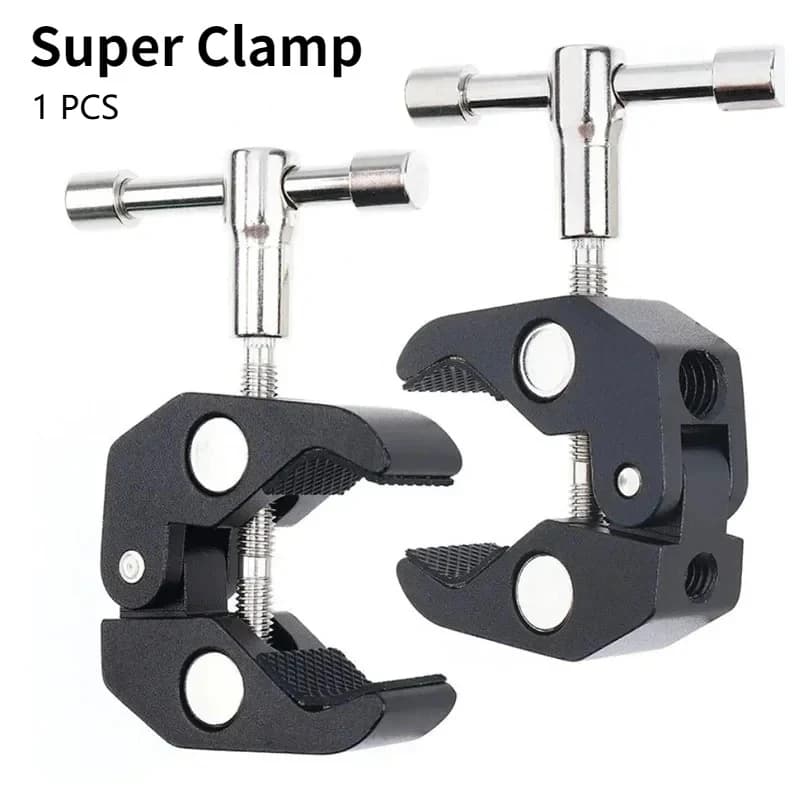 1 pz clip per braccio magico morsetto per testa a sfera multifunzionale adattatore a doppia sfera supporto per scarpa adatta per monitor luce LED video 1/4 "Camera