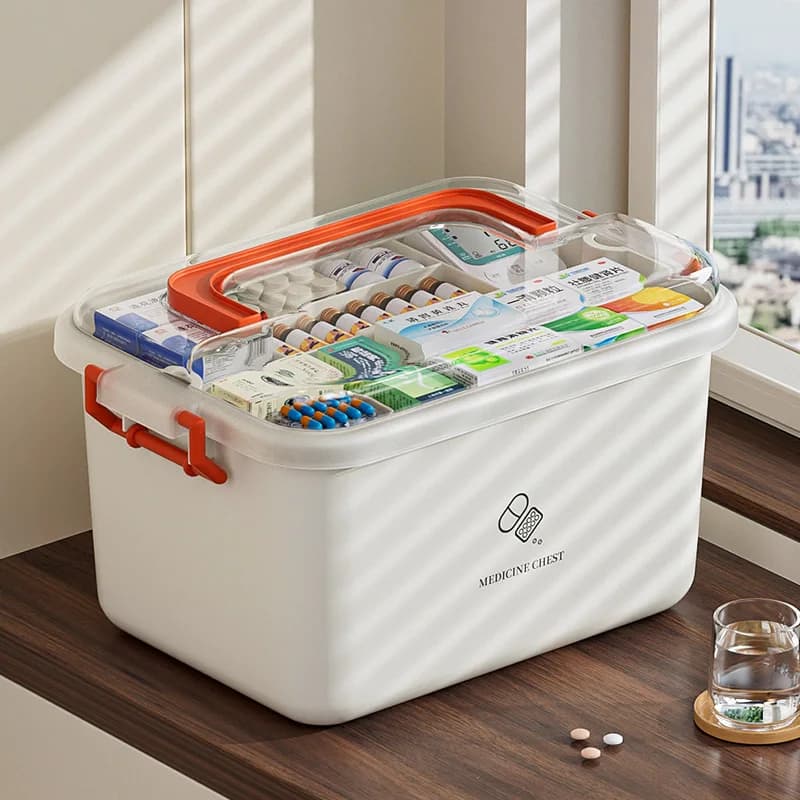 Conservazione multifunzionale di pronto soccorso con divisori per pillole/ Farmaci Kit medico domestico Grande scatola portatile per medicinali