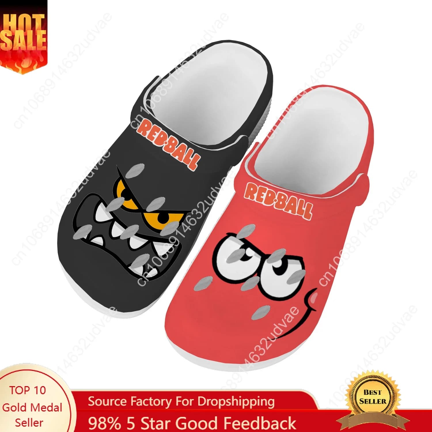 Scarpe da acqua con palla rossa Scarpe da acqua comode da donna alla moda per la casa Zoccoli da giardino Sandali personalizzati Pantofole da spiaggia traspiranti