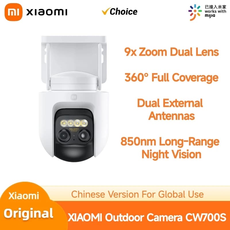 Telecamera da esterno originale Xiaomi CW700S 2.5K CCTV con visione notturna a colori, WiFi, 4 milioni di pixel, IP66, Smart Home, versione cinese