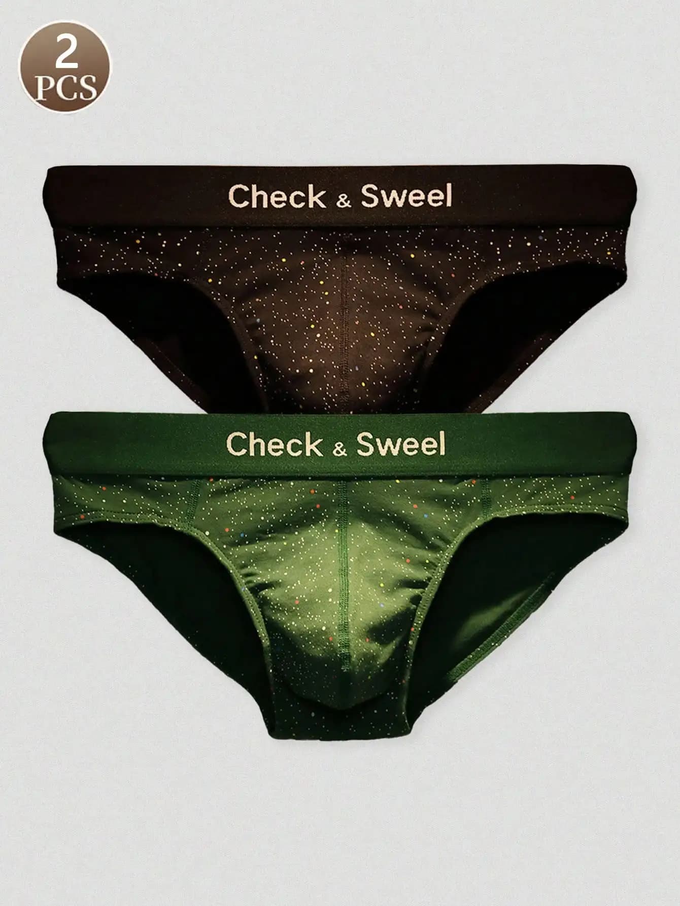 2PCS Printed polka dot cotton underwear men's Letter sports comfortable and fashionable men's brief