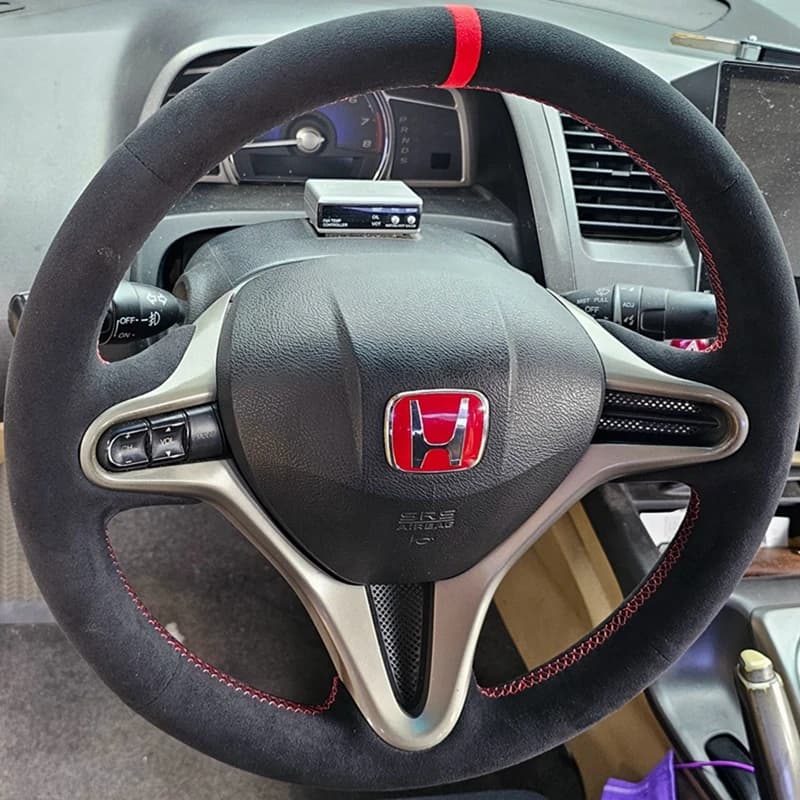 Black suede car cover hand sewn for Civic Civic 8 2006 - 2011 Customize car accessories for steering wheel