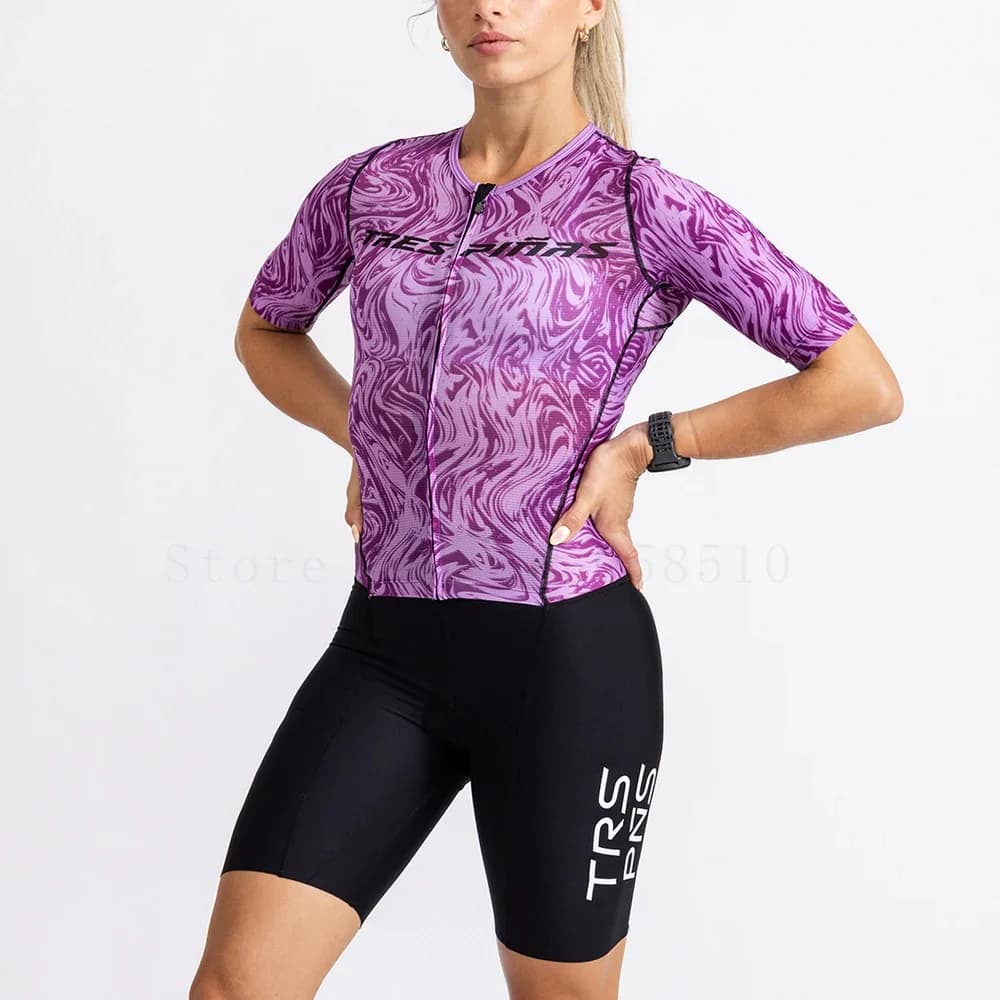 Tuta da Ciclismo Intera da Donna Estiva per Triathlon, Macaquinho da Ciclismo Femminile, Abbigliamento da Ciclismo, Skinsuit per Team Ciclistico