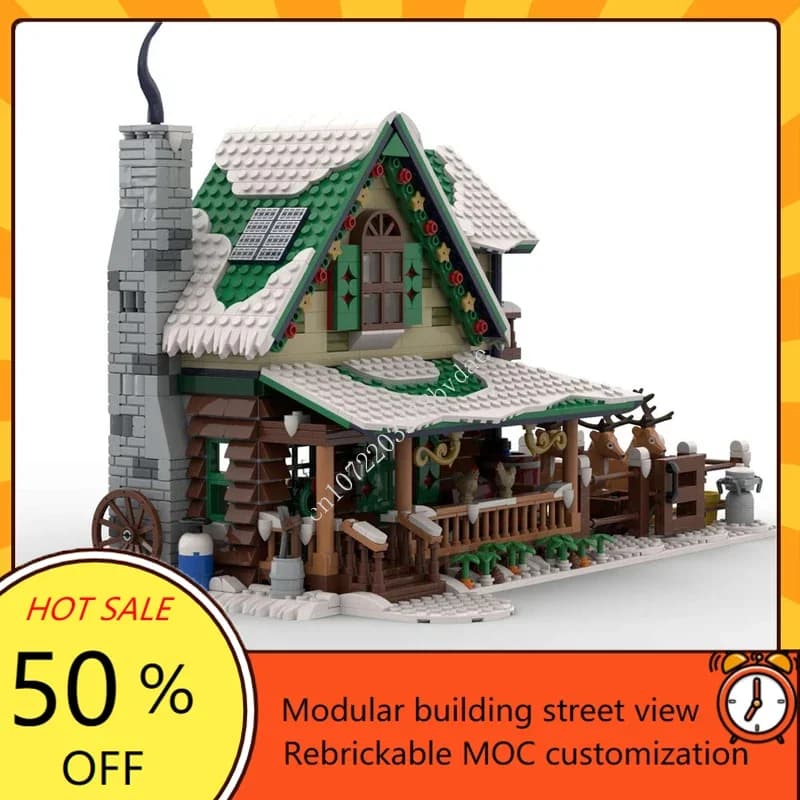 1979PCS Villaggio Invernale Renna Ranch Modulare MOC Creativo vista stradale Modello Puzzle Personalizzati Educazione Modello di Montaggio Giocattoli Regali