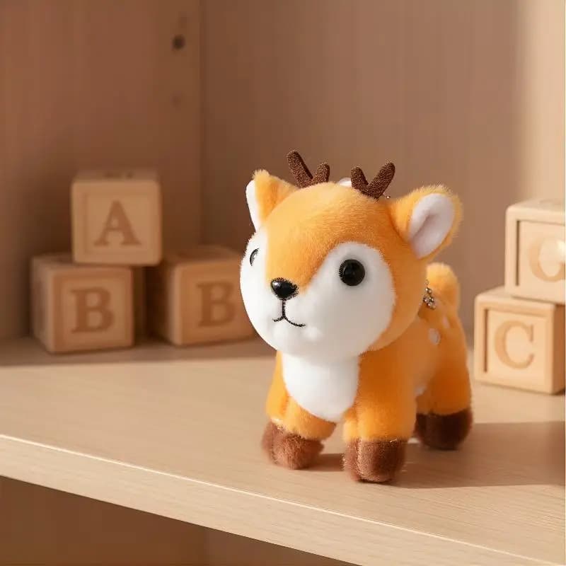 Cute Sika Deer Plush Keychain Stuffed Animal Soft Pendant for School Bag Girly Purse Car Keys Gift Use
