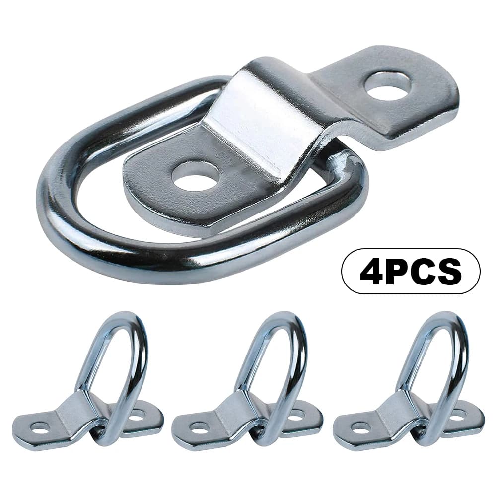 4Pcs 3/8 Trailer Anchor Rings 2400LBS Tie Down Ring Steel D-Ring Tie Down Anchor for Truck RV ATV Boat Floor Wall Surface Mount