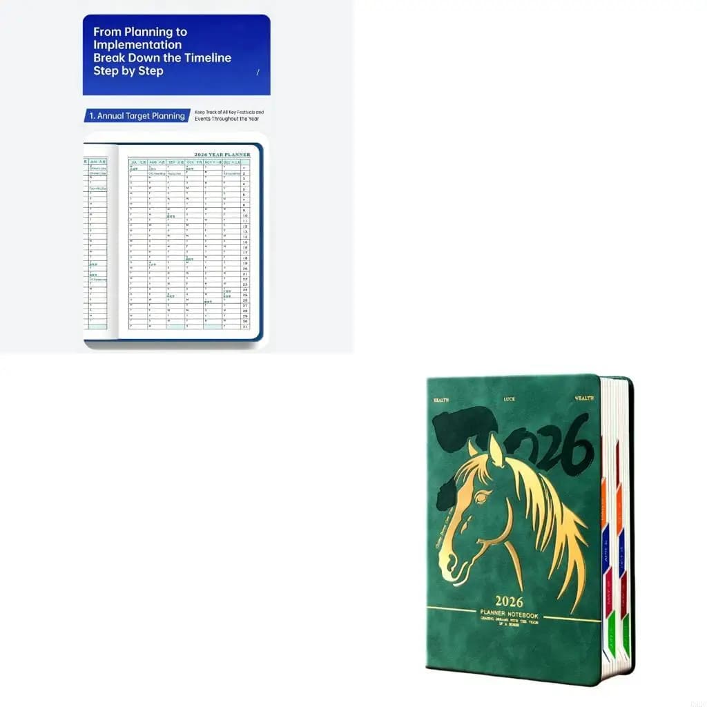 Agenda giornaliera 2026 con 400 pagine datate con schede mensili colorate per ufficio scolastico K92C